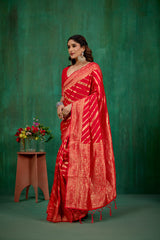 Shop Elegant Red Banarasi Art Silk Woven Ready to Wear Saree Online - Best Prices