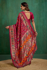 Shop Wine Berry Velvet Tussar Silk Floral Print Ready to Wear Saree Online - Best Prices