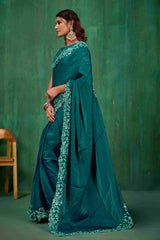 Sea Green Shop Elegant Silk Blend Embroidery Ready to Wear Saree - Perfect for Any Occasion