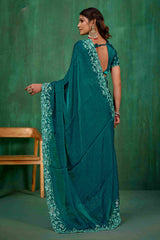 Sea Green Shop Elegant Silk Blend Embroidery Ready to Wear Saree - Perfect for Any Occasion