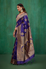 Elegant Purple Banarasi Art Silk Woven Jacquard Ready to Wear Saree - Shop Now