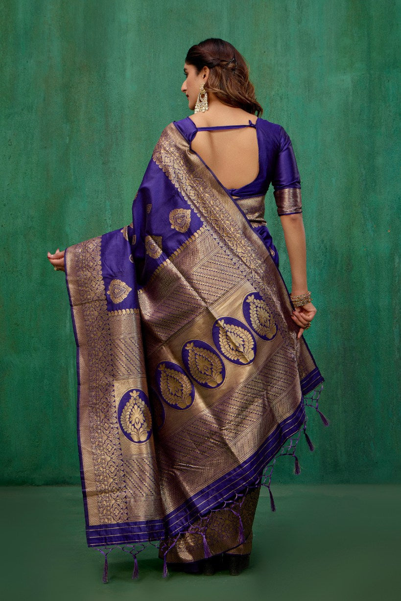 Elegant Purple Banarasi Art Silk Woven Jacquard Ready to Wear Saree - Shop Now