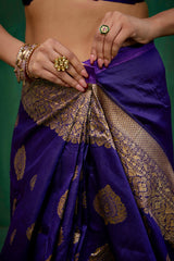 Elegant Purple Banarasi Art Silk Woven Jacquard Ready to Wear Saree - Shop Now