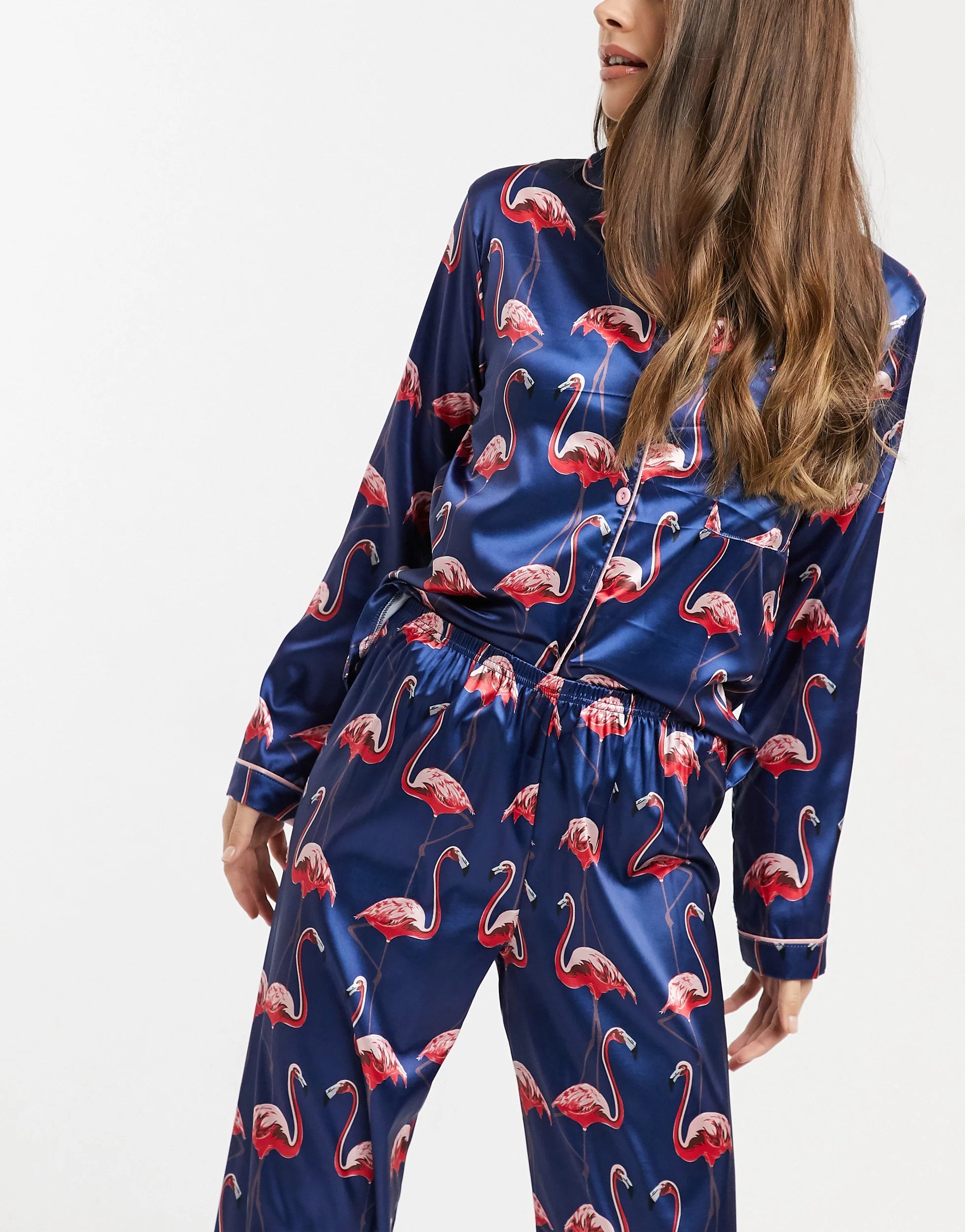 Navy Blue Color Digital Abstract Printed loungewear/Nightsuit For Women With Pants.
