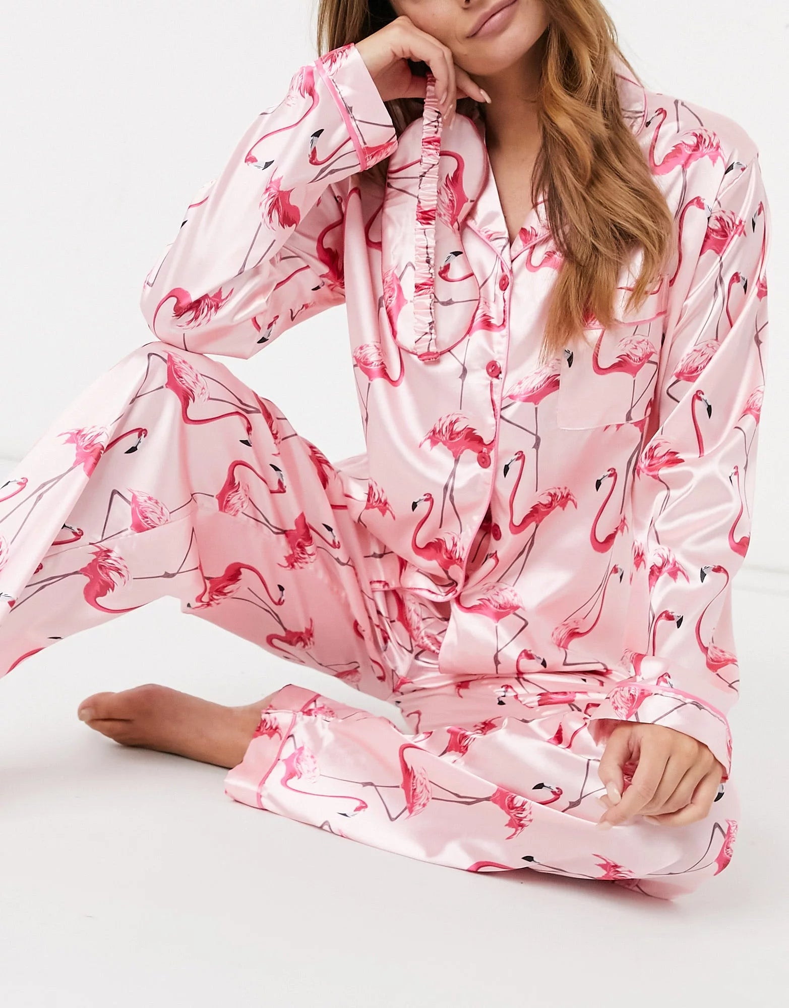 Pink Color Digital Abstract Printed loungewear/Nightsuit For Women With Pants.