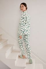 Gray Color Digital Abstract Printed loungewear/Nightsuit For Women With Pants.