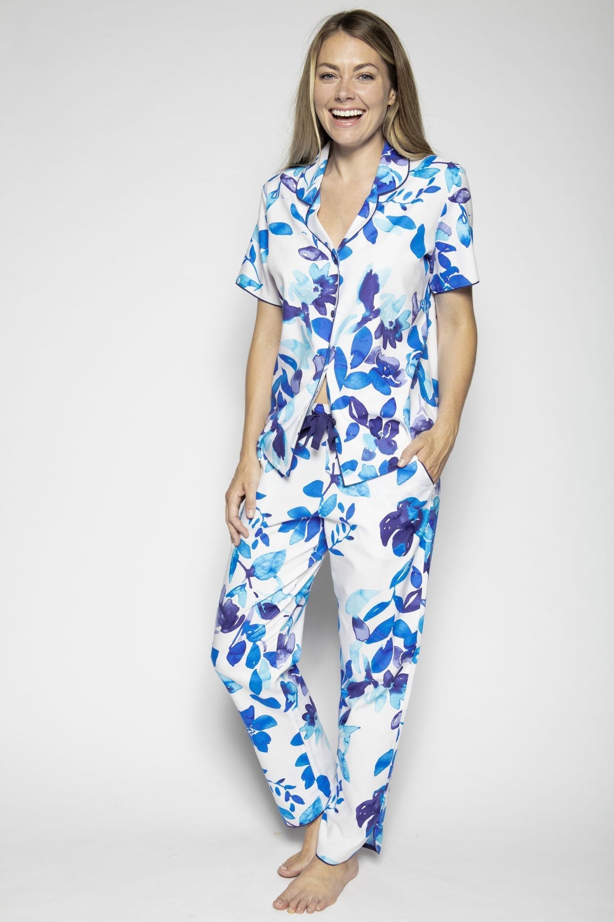 Blue Color Digital Abstract Printed loungewear/Nightsuit For Women With Pants.