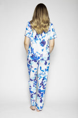 Blue Color Digital Abstract Printed loungewear/Nightsuit For Women With Pants.