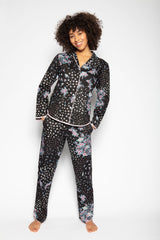 Black Color Digital Abstract Printed loungewear/Nightsuit For Women With Pants.