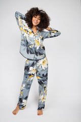 Gray Color Digital Abstract Printed loungewear/Nightsuit For Women With Pants.